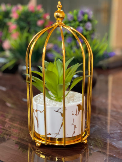 Different style metal stand with ceramic pot ⚜️☘️, metal cage, room decore, table decore, side table decore, ceramic pot inside