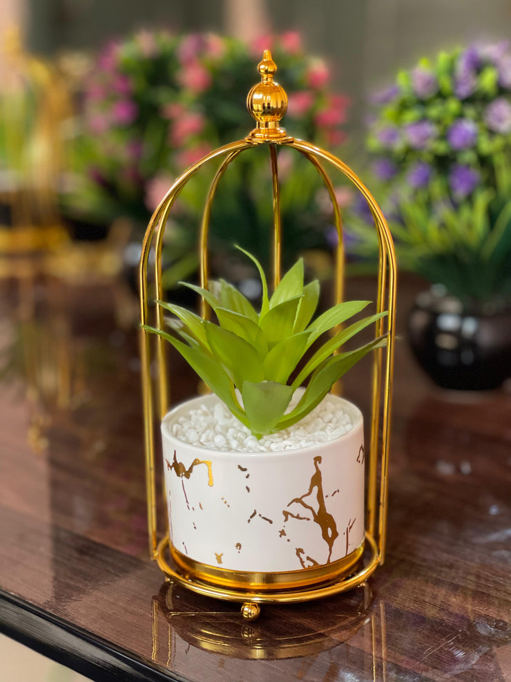 Different style metal stand with ceramic pot ⚜️☘️, metal cage, room decore, table decore, side table decore, ceramic pot inside