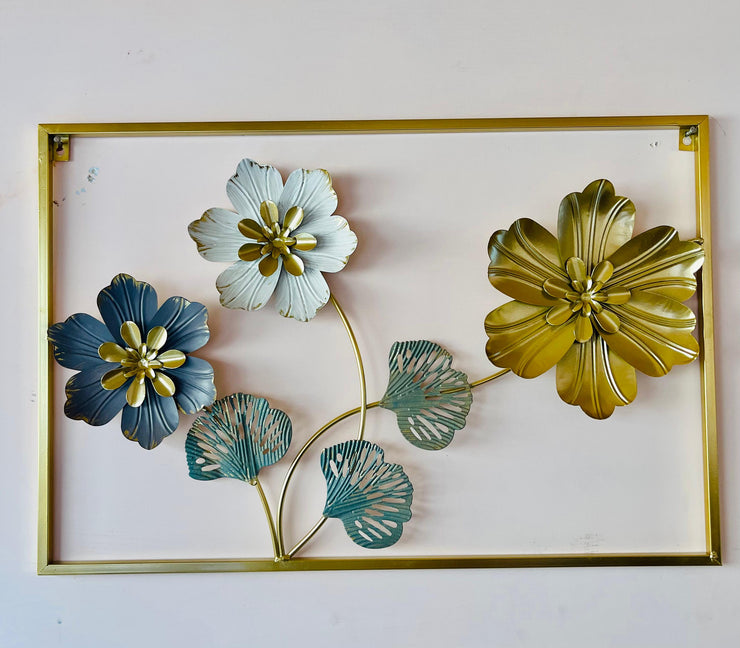 Imported Metal Wall Art Flower Frame  | Premium Quality Steel Decor | Modern Floral Design for Living Room, Bedroom & Office pair of two frames