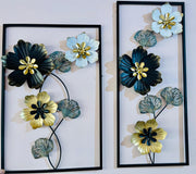 Imported Metal Wall Art Flower Frame  | Premium Quality Steel Decor | Modern Floral Design for Living Room, Bedroom & Office pair of two frames