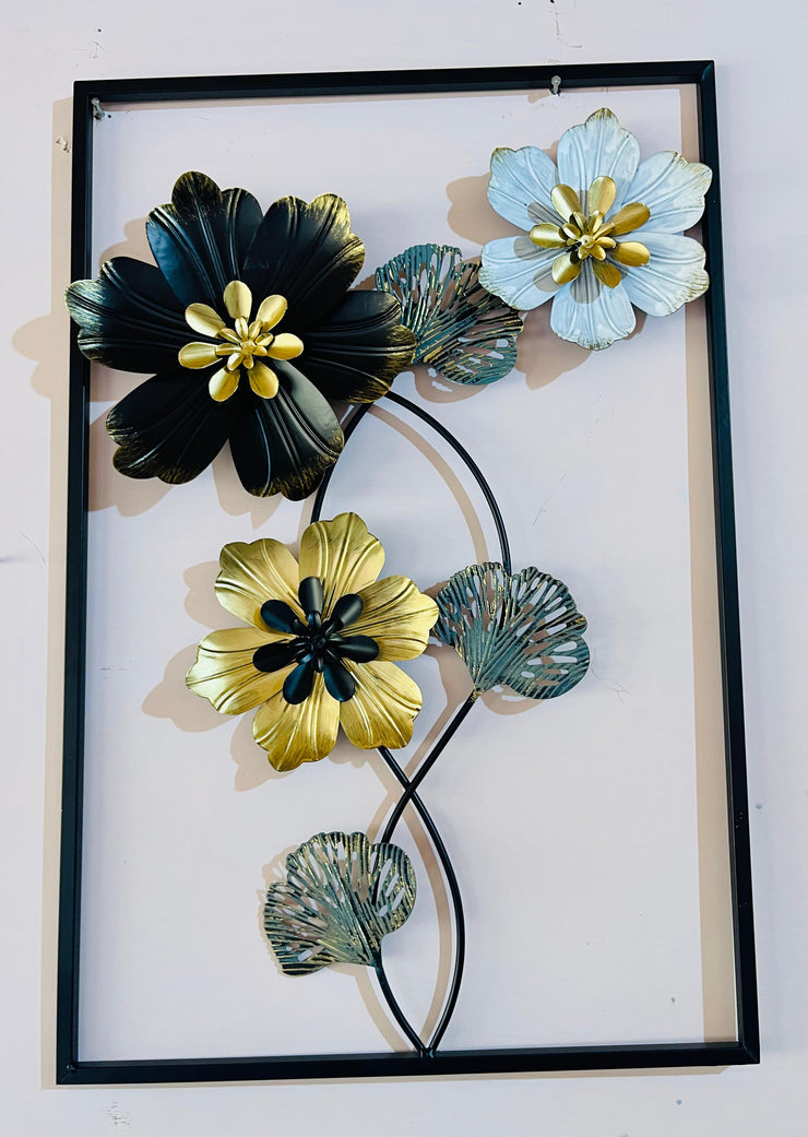 Imported Metal Wall Art Flower Frame  | Premium Quality Steel Decor | Modern Floral Design for Living Room, Bedroom & Office pair of two frames