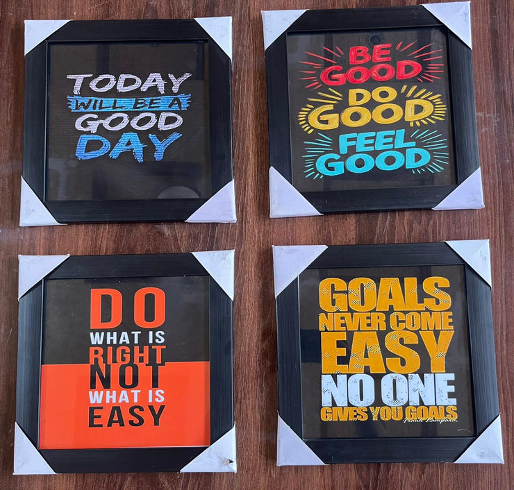 Motivational Pack of 4 Inspiration Quote Frames, Wall Hangings Glass front